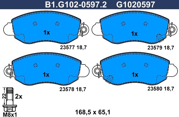 Galfer B1.G102-0597.2 - Bremžu uzliku kompl., Disku bremzes www.autospares.lv