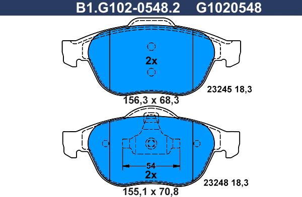 Galfer B1.G102-0548.2 - Тормозные колодки, дисковые, комплект www.autospares.lv