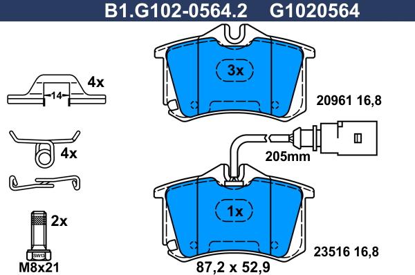 Galfer B1.G102-0564.2 - Bremžu uzliku kompl., Disku bremzes www.autospares.lv