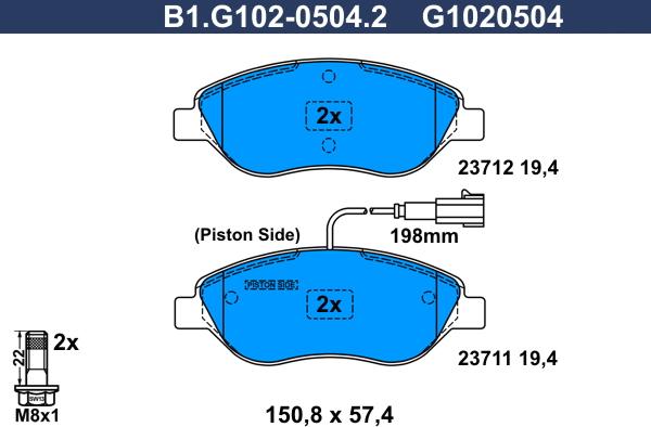 Galfer B1.G102-0504.2 - Bremžu uzliku kompl., Disku bremzes autospares.lv