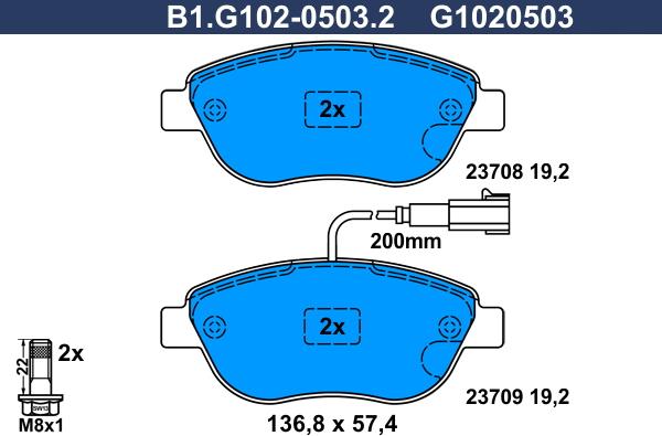 Galfer B1.G102-0503.2 - Bremžu uzliku kompl., Disku bremzes www.autospares.lv