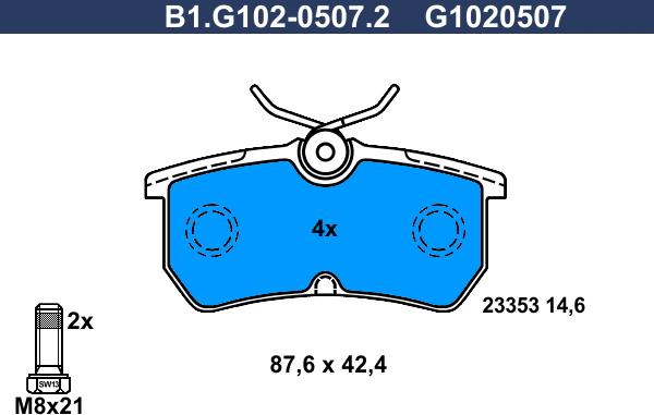 Galfer B1.G102-0507.2 - Bremžu uzliku kompl., Disku bremzes www.autospares.lv