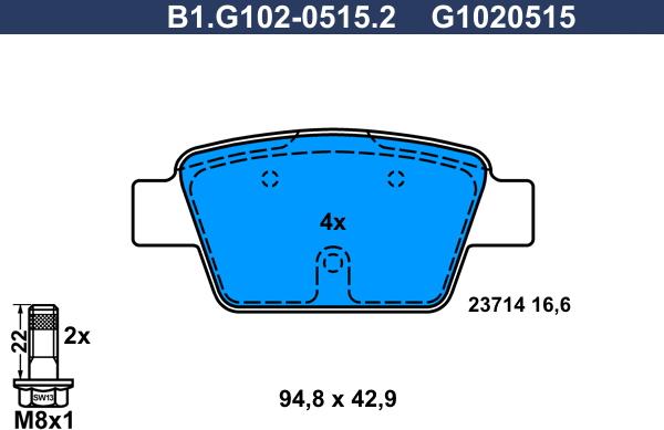 Galfer B1.G102-0515.2 - Bremžu uzliku kompl., Disku bremzes www.autospares.lv