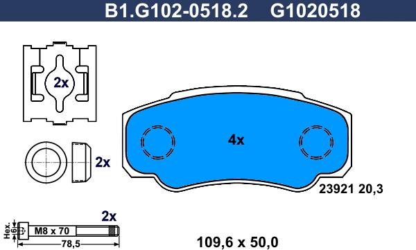 Galfer B1.G102-0518.2 - Тормозные колодки, дисковые, комплект www.autospares.lv