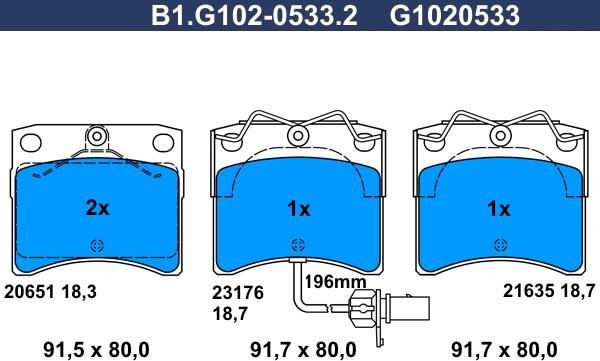 Galfer B1.G102-0533.2 - Bremžu uzliku kompl., Disku bremzes autospares.lv