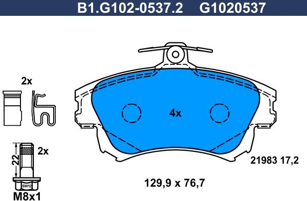 Galfer B1.G102-0537.2 - Bremžu uzliku kompl., Disku bremzes autospares.lv