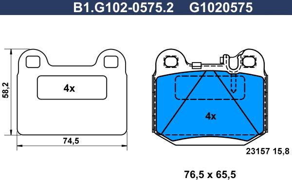 Galfer B1.G102-0575.2 - Тормозные колодки, дисковые, комплект www.autospares.lv