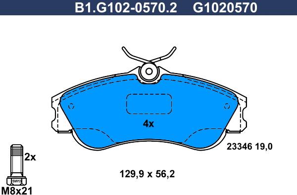 Galfer B1.G102-0570.2 - Bremžu uzliku kompl., Disku bremzes autospares.lv