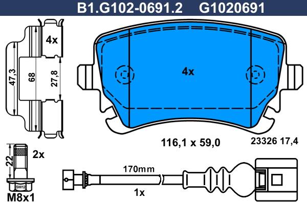 Galfer B1.G102-0691.2 - Тормозные колодки, дисковые, комплект www.autospares.lv