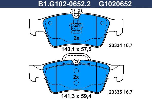 Galfer B1.G102-0652.2 - Bremžu uzliku kompl., Disku bremzes autospares.lv