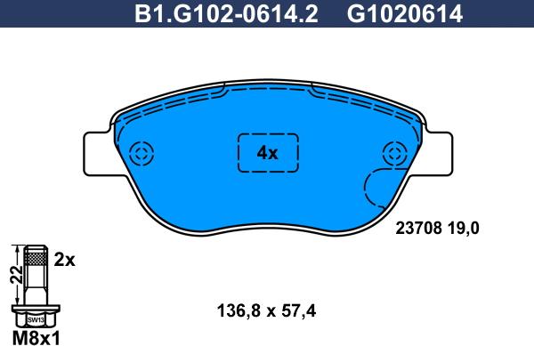 Galfer B1.G102-0614.2 - Bremžu uzliku kompl., Disku bremzes autospares.lv