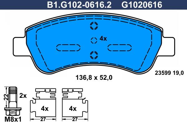 Galfer B1.G102-0616.2 - Bremžu uzliku kompl., Disku bremzes www.autospares.lv