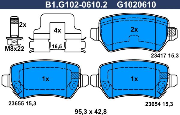 Galfer B1.G102-0610.2 - Brake Pad Set, disc brake www.autospares.lv