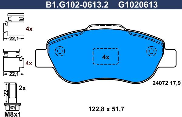 Galfer B1.G102-0613.2 - Brake Pad Set, disc brake www.autospares.lv