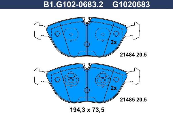 Galfer B1.G102-0683.2 - Bremžu uzliku kompl., Disku bremzes www.autospares.lv