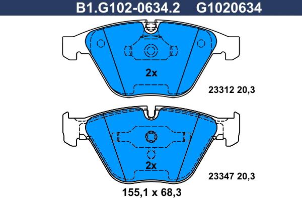 Galfer B1.G102-0634.2 - Bremžu uzliku kompl., Disku bremzes autospares.lv