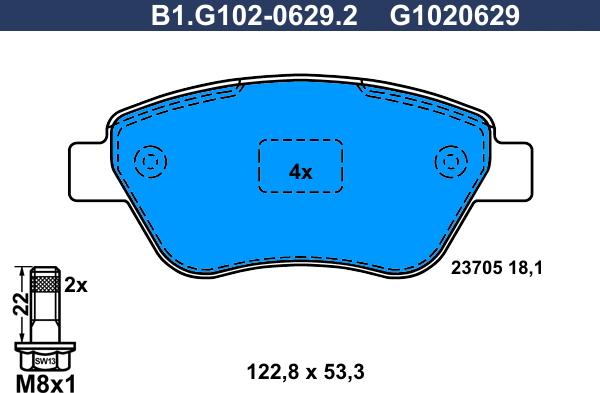 Galfer B1.G102-0629.2 - Тормозные колодки, дисковые, комплект www.autospares.lv