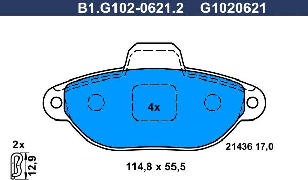 Galfer B1.G102-0621.2 - Brake Pad Set, disc brake www.autospares.lv