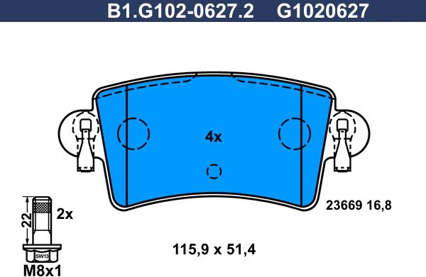 Galfer B1.G102-0627.2 - Bremžu uzliku kompl., Disku bremzes www.autospares.lv