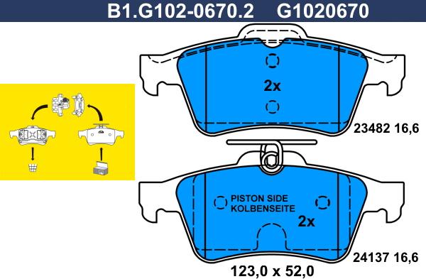 Galfer B1.G102-0670.2 - Bremžu uzliku kompl., Disku bremzes www.autospares.lv