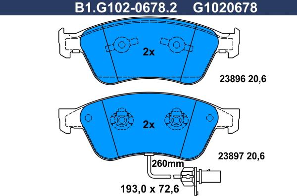 Galfer B1.G102-0678.2 - Bremžu uzliku kompl., Disku bremzes www.autospares.lv