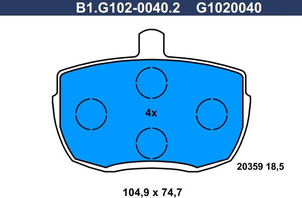 Galfer B1.G102-0040.2 - Bremžu uzliku kompl., Disku bremzes autospares.lv