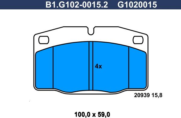 Galfer B1.G102-0015.2 - Тормозные колодки, дисковые, комплект www.autospares.lv