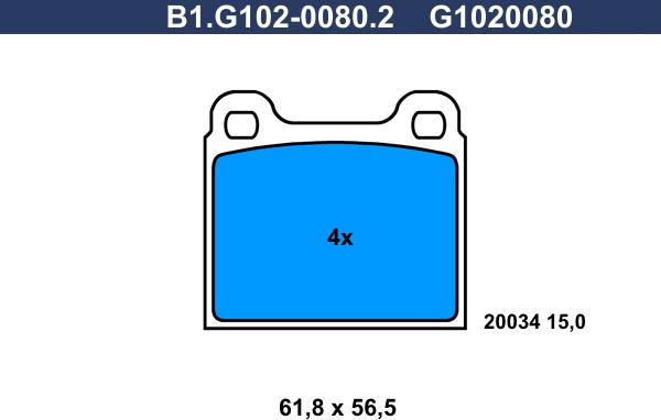 Galfer B1.G102-0080.2 - Brake Pad Set, disc brake www.autospares.lv