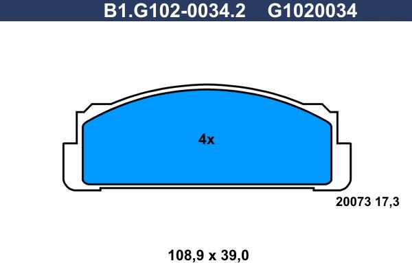 Galfer B1.G102-0034.2 - Тормозные колодки, дисковые, комплект www.autospares.lv