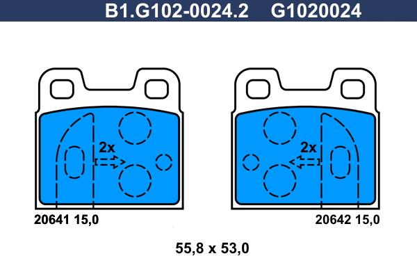 Galfer B1.G102-0024.2 - Тормозные колодки, дисковые, комплект www.autospares.lv