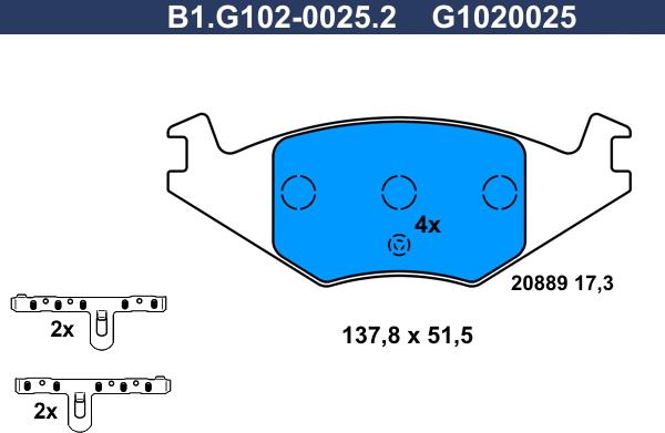 Galfer B1.G102-0025.2 - Bremžu uzliku kompl., Disku bremzes www.autospares.lv