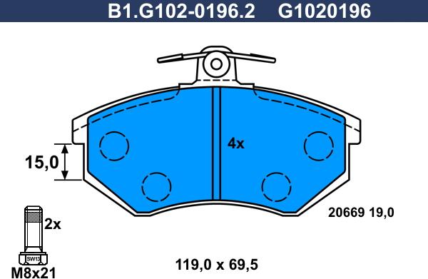 Galfer B1.G102-0196.2 - Brake Pad Set, disc brake www.autospares.lv