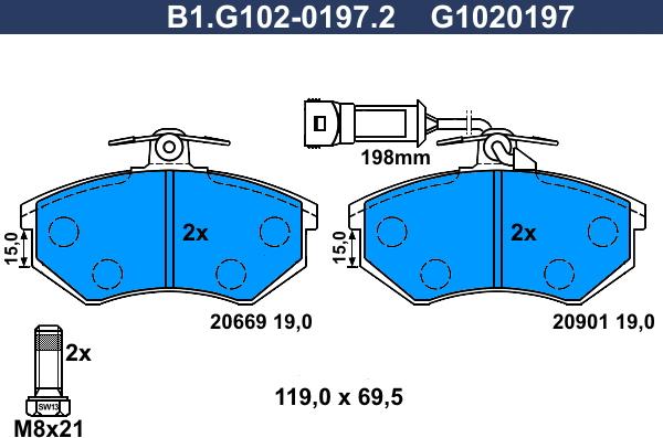 Galfer B1.G102-0197.2 - Тормозные колодки, дисковые, комплект www.autospares.lv