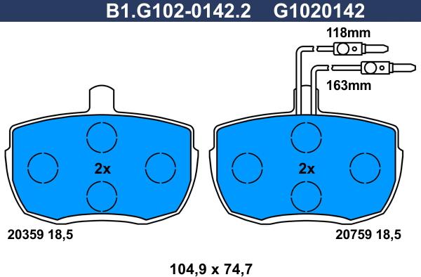 Galfer B1.G102-0142.2 - Bremžu uzliku kompl., Disku bremzes autospares.lv