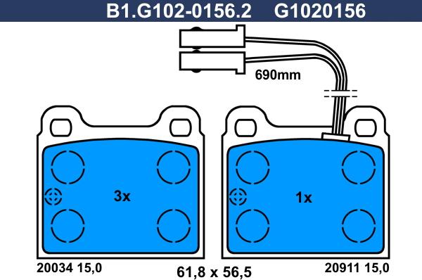 Galfer B1.G102-0156.2 - Brake Pad Set, disc brake www.autospares.lv