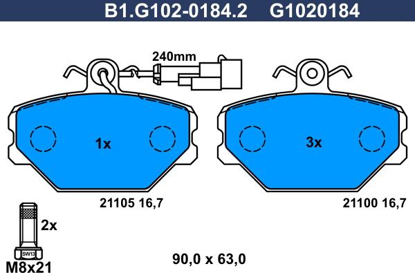 Galfer B1.G102-0184.2 - Brake Pad Set, disc brake www.autospares.lv