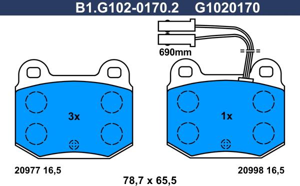 Galfer B1.G102-0170.2 - Bremžu uzliku kompl., Disku bremzes www.autospares.lv