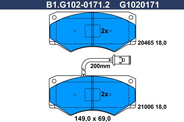 Galfer B1.G102-0171.2 - Bremžu uzliku kompl., Disku bremzes autospares.lv