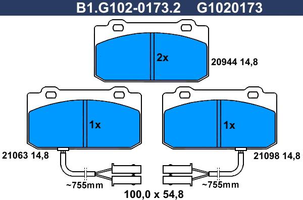 Galfer B1.G102-0173.2 - Bremžu uzliku kompl., Disku bremzes autospares.lv