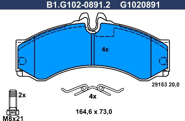 Galfer B1.G102-0891.2 - Тормозные колодки, дисковые, комплект www.autospares.lv