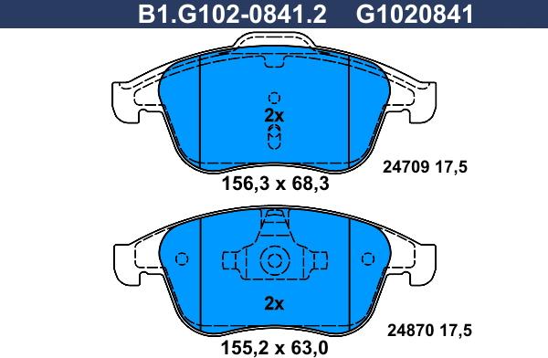 Galfer B1.G102-0841.2 - Bremžu uzliku kompl., Disku bremzes autospares.lv