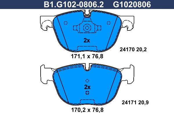 Galfer B1.G102-0806.2 - Bremžu uzliku kompl., Disku bremzes www.autospares.lv