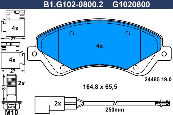 Galfer B1.G102-0800.2 - Bremžu uzliku kompl., Disku bremzes www.autospares.lv