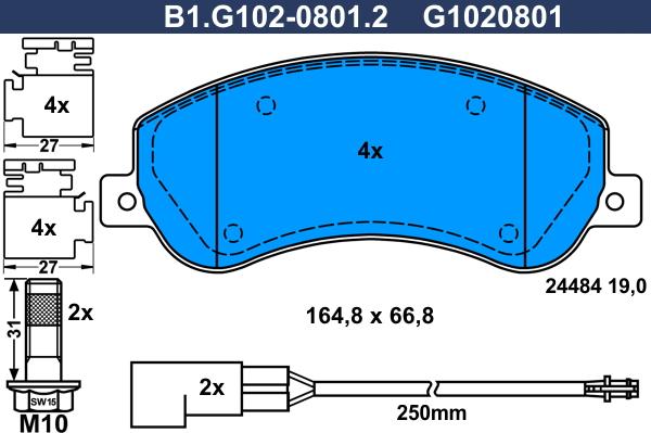 Galfer B1.G102-0801.2 - Bremžu uzliku kompl., Disku bremzes www.autospares.lv