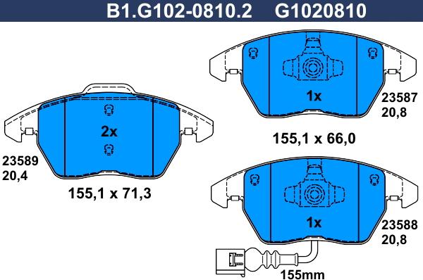 Galfer B1.G102-0810.2 - Bremžu uzliku kompl., Disku bremzes autospares.lv