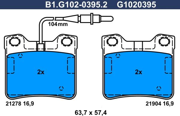 Galfer B1.G102-0395.2 - Bremžu uzliku kompl., Disku bremzes www.autospares.lv