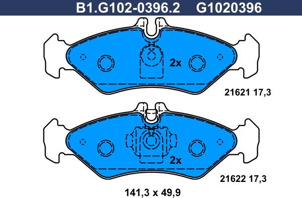 Galfer B1.G102-0396.2 - Тормозные колодки, дисковые, комплект www.autospares.lv