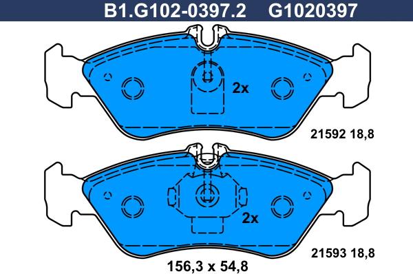 Galfer B1.G102-0397.2 - Тормозные колодки, дисковые, комплект www.autospares.lv