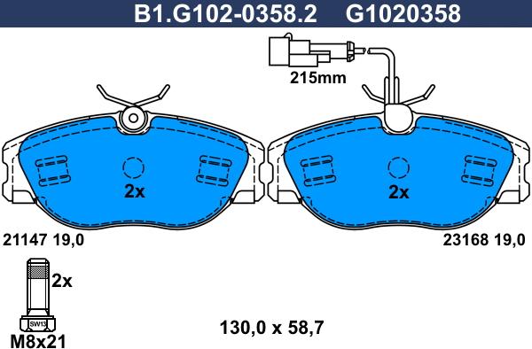 Galfer B1.G102-0358.2 - Brake Pad Set, disc brake www.autospares.lv