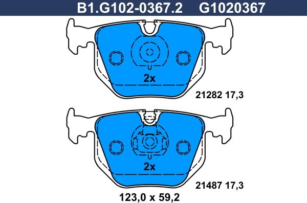 Galfer B1.G102-0367.2 - Brake Pad Set, disc brake www.autospares.lv